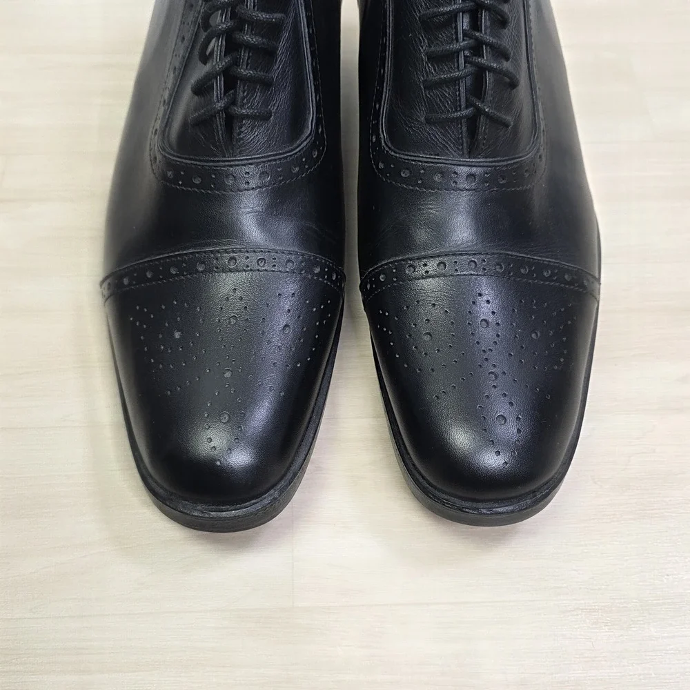 Dons Handmade Men's Elevator Shoes Cap Toe Black Leather Size 10 12